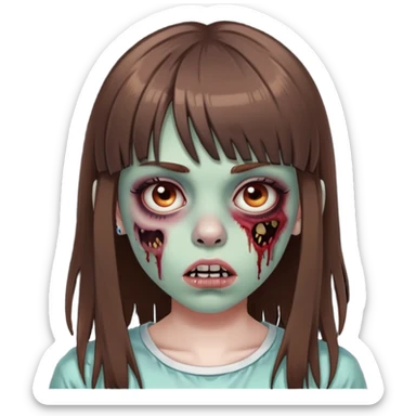 zombie girl teen with brown hair with gringe and septum piercing sticker