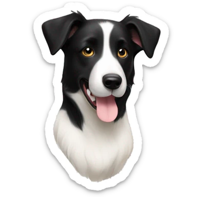 black and white border collie Labrador mix has a little white color left ear sticker