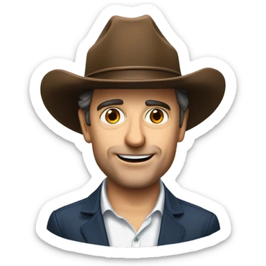 Raphaël Glucksmann, a french poltician, with a cowboy hat sticker