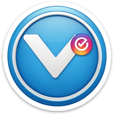 Instagram verification badge emoji in a blue outlined circular shape sticker