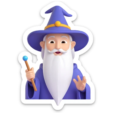 strange wizard, memoji style, playful and expressive, with a quirky hat sticker