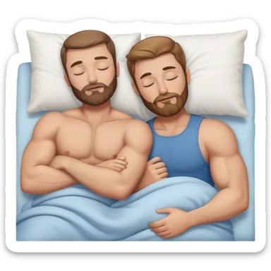caucasian couple light brown hair muscular man with beard sleeping sticker