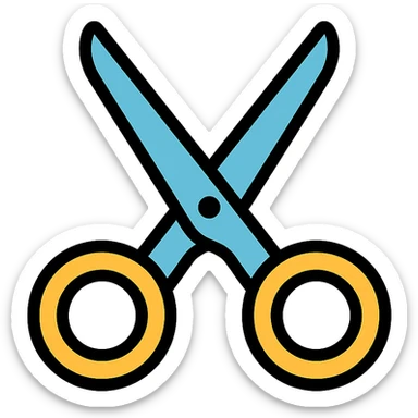 modern logo of a haircut or scissors, clean lines, minimal color sticker