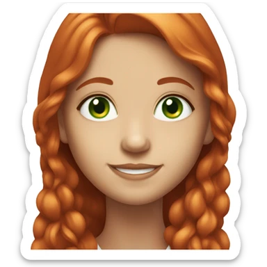 Smiling girl with long red hair and green eyes sticker
