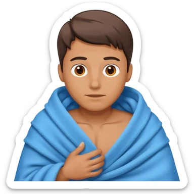 
a guy is using a blanket sticker