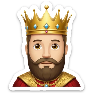 Bearded King, King with golden beard and ornate crown. sticker