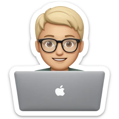 happy Graphic designer whit a MacBook sticker