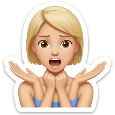 Arms crossed holding neck girl screaming sticker