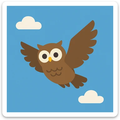 Flat design style owl in the sky sticker