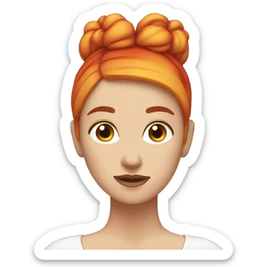 White Girl with red and orange and yellow faded hair in two buns sticker
