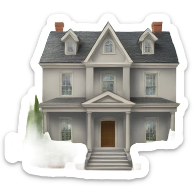 A very large house with the front door open so you can see inside  sticker