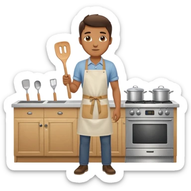 man cooking in a kitchen full body sticker