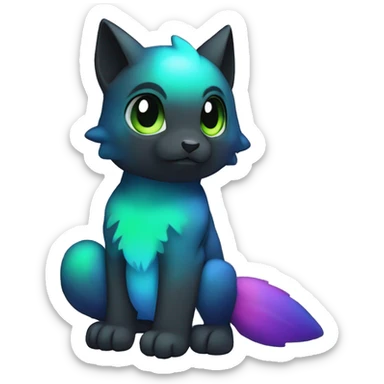 Cute cool black nebula green blue purple pink animal hybrid Fakemon full body sticker