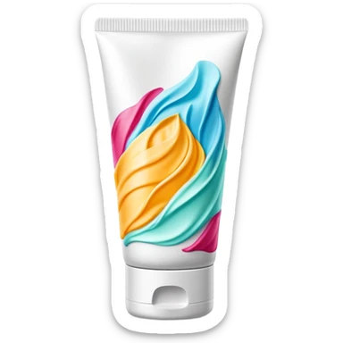 empty, crumpled, very wrinkled hand cream tube with cap on, colorful and vibrant design, looks like a beauty product sticker