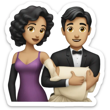 woman with black hair and man with blond hair dancing waltz sticker