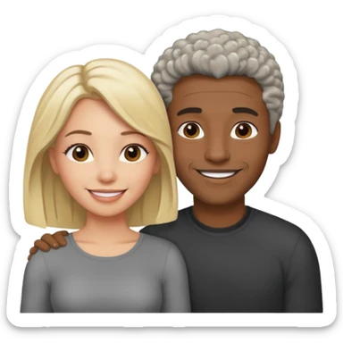 Black man salt n pepper hair smiling with blonde in love  sticker