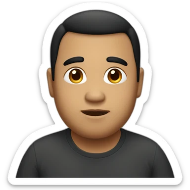 Brown somewhat fat boy with black straight hair sticker