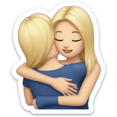 sisters hugging one brunette and one blonde sticker