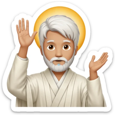 A man indicating God with his hands upward sticker