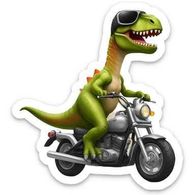 Dinosaur wearing a bra riding a motorcycle wearing sunglasses ￼ sticker
