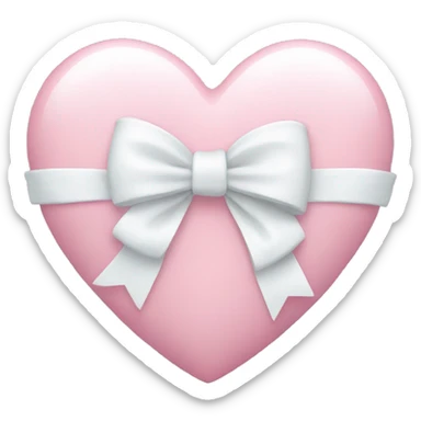 Pastel pink heart with white bow sticker