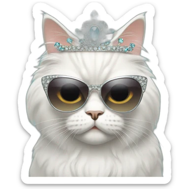 Persian cat wearing a tiara and sunglasses sticker