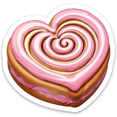 a pink heart shaped cinnamon roll sticker