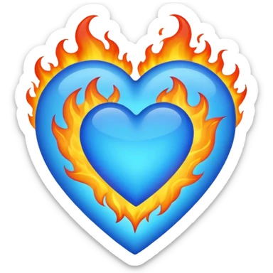 Mavi ateşli mavi kalp sticker