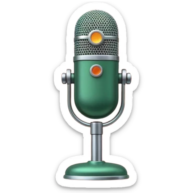 Microfono podcast vintage colorato verde scuro, rosa pastello e arancione sticker