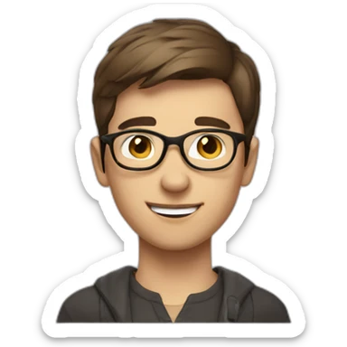 Classy short-brown-haired, bitter, bespectacled young man throwing grapes sticker