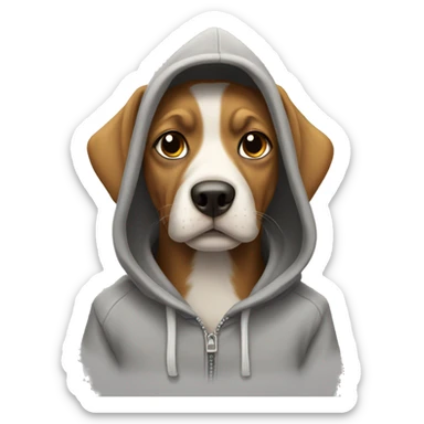 Dog wearing hoodie sticker
