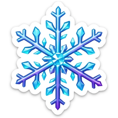 cyan and purple snowflake glitter sticker