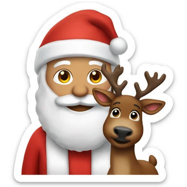 Santa with his reindeer  sticker