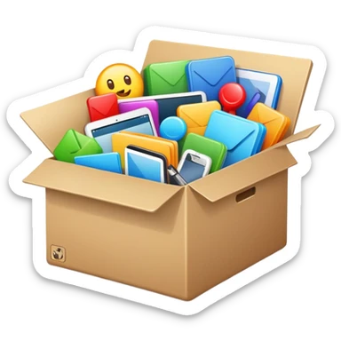 Box full of desktop material  sticker