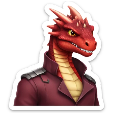 Cool edgy badass Maroon dragon-raptor-Charmeleon with darker mane sticker