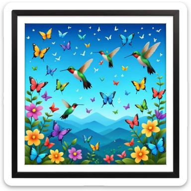 Más allá donde Cantan y danzan las mariposas y los colibrís resuenan los cantos del cielo sticker
