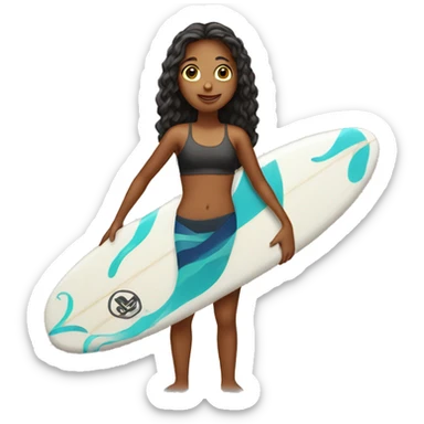 Girl holding a surfboard sticker