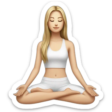 a white girl with long hair is meditating sticker