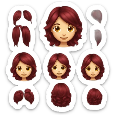 fille mignonne cheveux bordeaux  sticker