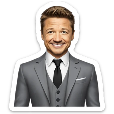jeremy renner smiling suit sticker