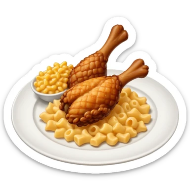 drumstick chicken with mac and cheese on the side on a plate sticker