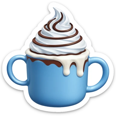 Blue and white hot chocolate sticker