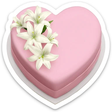 Pastel pink shaped wedding cake with and white lilies on top sticker