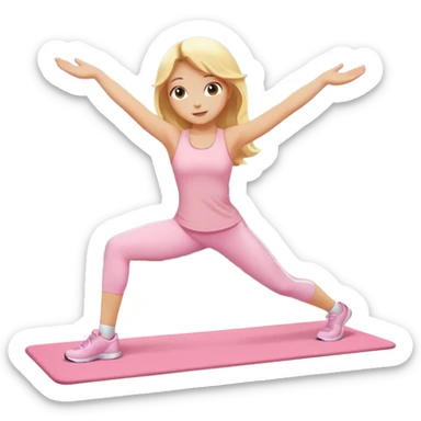 angelic blonde girl stretching in light pink gym sticker