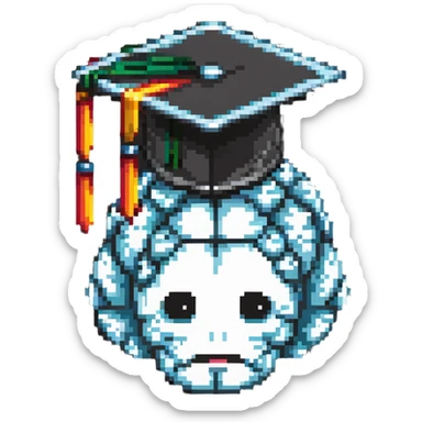 cartoony brain with graduation cap, no face on the brain, just the brain organ with a graduation cap on top sticker