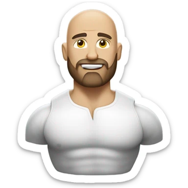 Bald white man with a beard and big muscles sticker