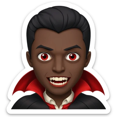 make this have vampire teeth and make him dark skinned sticker