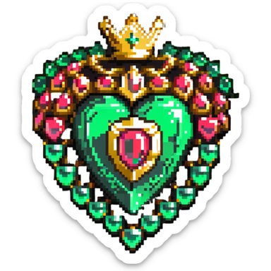 Crown-shaped member badge with green gemstones transitioning to red rubies at the tips sticker