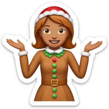 shrug woman gingerbread sticker