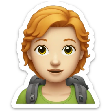 Ginger White girl with green eyes, travelling with map and backpack sticker